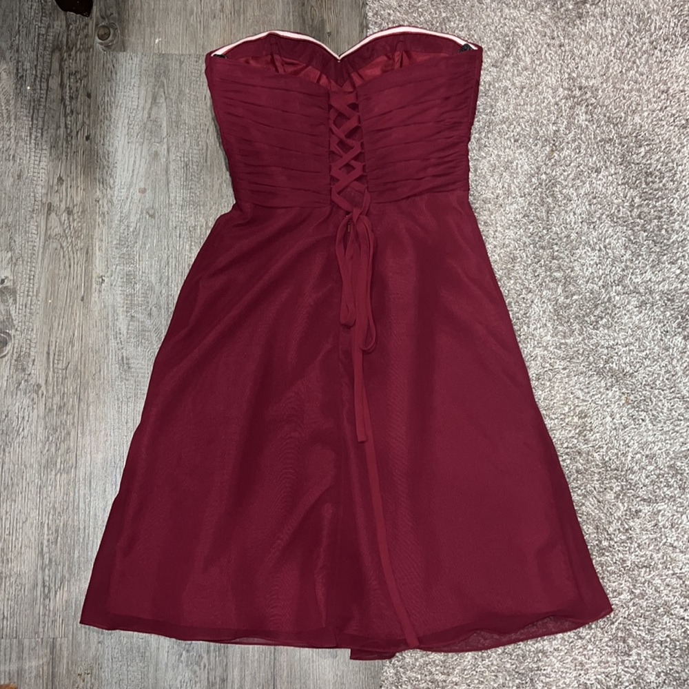 ☀Bill Levkoff Wine Strapless prom Chiffon fit & flare dress Size 8 - Picture 3 of 7